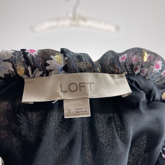 LOFT Glimmer Floral Peplum Blouse S - Picture 3 of 4